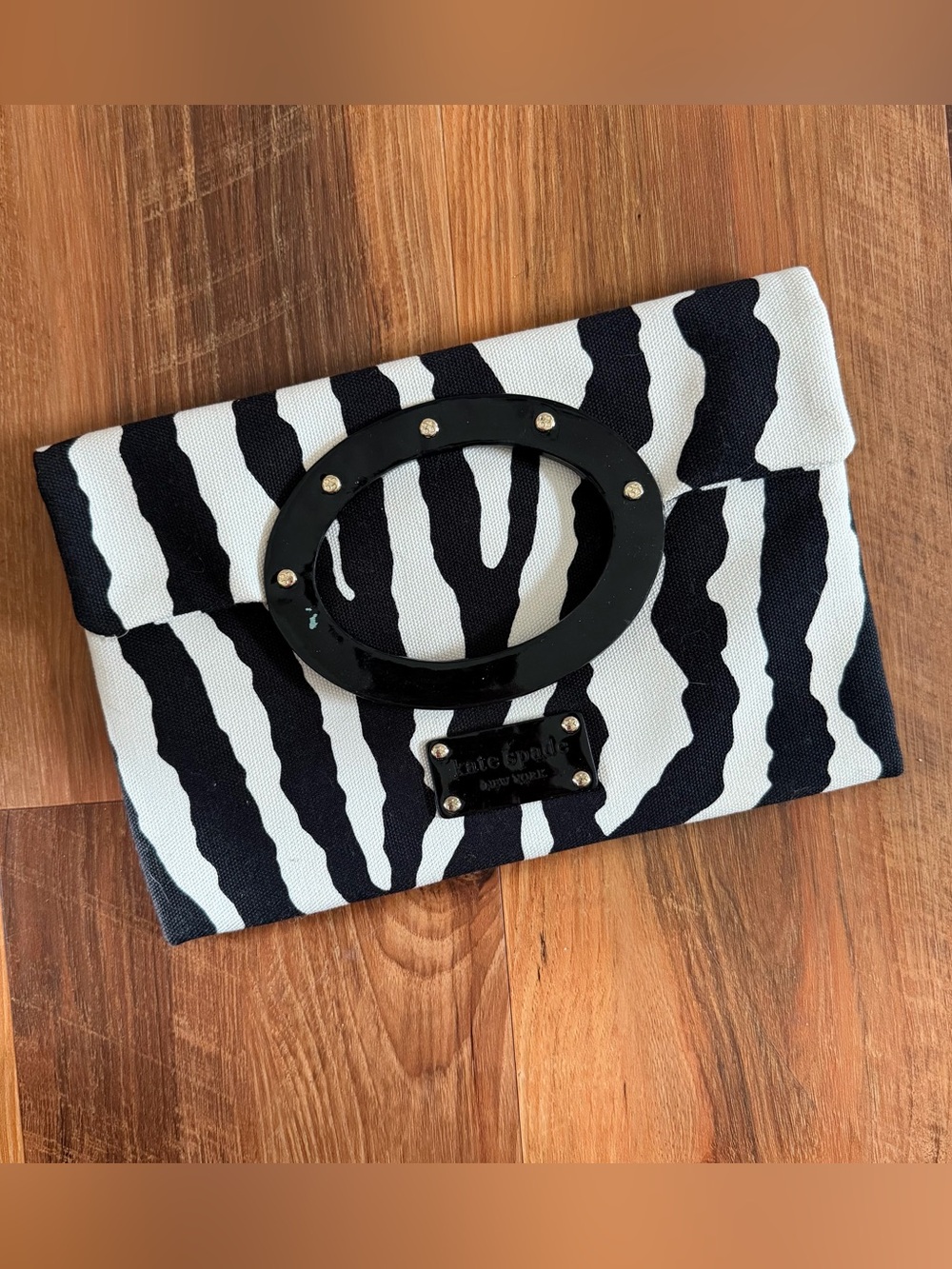 kate spade Black and White Zebra Print Clutch
